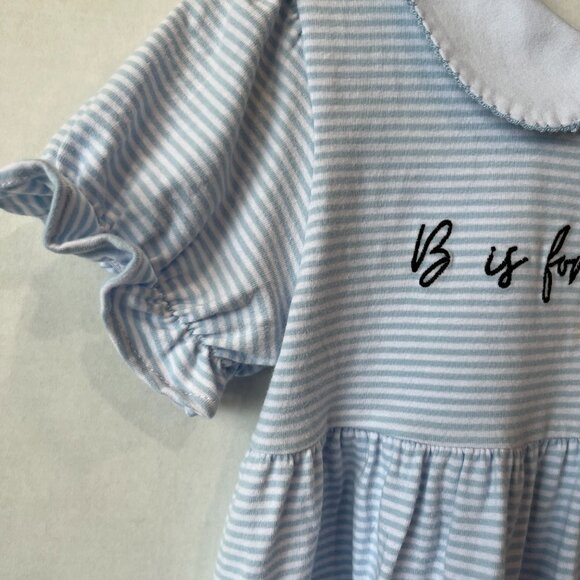 Girl - 4T - Cypress Row Blue Striped B is for Bus Dress - Picture 3 of 6
